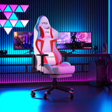 Gaming chair with colorful LED lights in a modern room setup