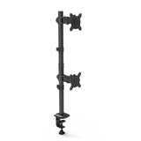 Black adjustable monitor stand on a white background